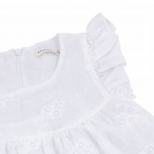 Детска бяла рокля с флорални бродерии 3