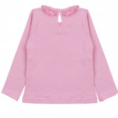 Детска блуза с рязана дантела в розово 2