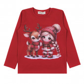 Детска коледна блуза "Friendship" в червено 2