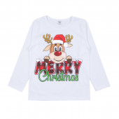 Детска коледна пижама "Merry Christmas" в бяло и червено 3