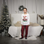 Детска коледна пижама "Merry Christmas" в бяло и червено 2