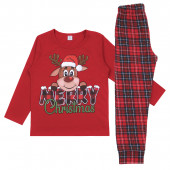 Детска коледна пижама "Merry Christmas" в червено 2