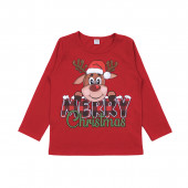 Детска коледна пижама "Merry Christmas" в червено 3