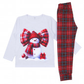 Детска коледна пижама "Snow girl" в бяло и червено 2