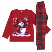 Детска коледна пижама "Snow girl" в червено 3