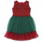 Детска коледна рокля с пайети 2
