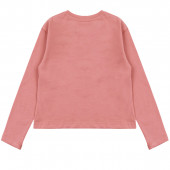 Детска леко скъсена блуза ''Love'' в корал 2