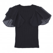 Детска лятна блуза с ръкави от тюл в черно 2