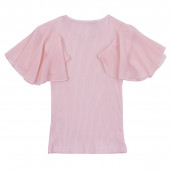 Детска лятна блуза с ръкави от тюл в розово 2