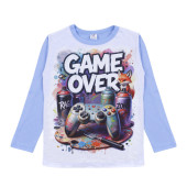 Детска памучна пижама "Game over" в светлосиньо 2
