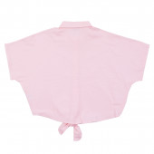 Детска памучна риза с връзки в розово 2