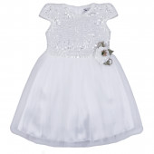 Детска празнична рокля с пайети в бяло 2