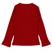 Детска рипсена блуза с камъчета в червено 2