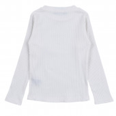 Детска рипсена блуза с камъчета в екрю 2