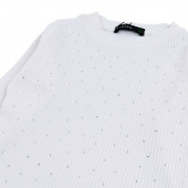 Детска рипсена блуза с камъчета в екрю 3