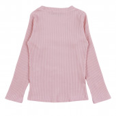 Детска рипсена блуза с камъчета в розово 2