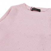 Детска рипсена блуза с камъчета в розово 3