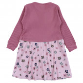 Детска рипсена рокля в пепел от рози и розово 2