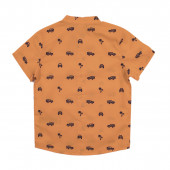 Памучна риза с къс ръкав в оранжево 2
