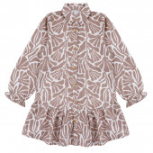 Детска рокля-риза с принт в бежово 2