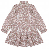 Детска рокля-риза с принт в бежово 3
