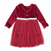 Детска рокля с аксесоар за коса в червено 3