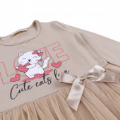 Детска рокля "Cute cats" в бежово 3