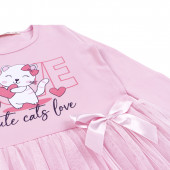 Детска рокля "Cute cats" в розово 3