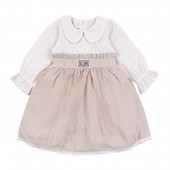 Детска рокля "Love" в крем и бежово 2