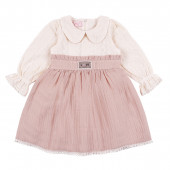 Детска рокля "Love" в крем и пудра 2