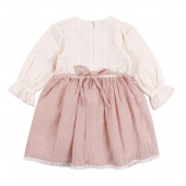 Детска рокля "Love" в крем и пудра 3