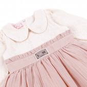 Детска рокля "Love" в крем и пудра 4