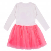 Детска рокля с еднорог в бяло и розово 2