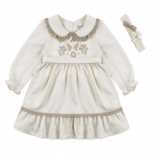 Детска рокля с бродерия и лента за глава 2