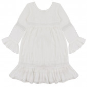 Детска рокля с плетена дантела в екрю 4