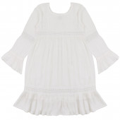 Детска рокля с плетена дантела в екрю 5