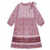 Детска рокля солей с пандела в пудра 2