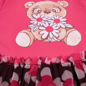 Детска рокля "Bear flowers" в цвят руж 3