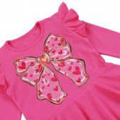 Детска трикотажна рокля с волани в наситено розов 4