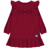 Плътна детска рокля от плетиво с волани 2
