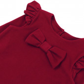 Плътна детска рокля от плетиво с волани 4