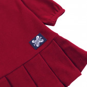 Плътна детска рокля от плетиво с волани 5