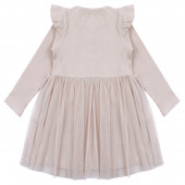 Детска рокля с тюл в бежово 3