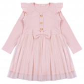 Детска рокля с тюл в пудра 2