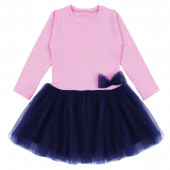 Трикотажна детска рокля с тъмносин тюл 3