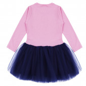 Трикотажна детска рокля с тъмносин тюл 4