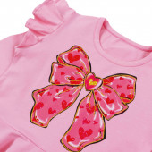 Детска трикотажна рокля с волани в розово 4