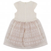 Дантелена детска рокля с дънково яке в бежово 5