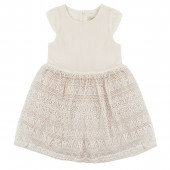 Дантелена детска рокля с дънково яке в бежово 3