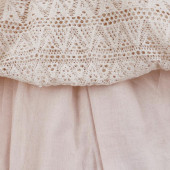 Дантелена детска рокля с дънково яке в бежово 8